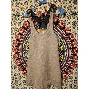 Free People Rustic Knit Sweater Vest Womens Medium Beaded Straps